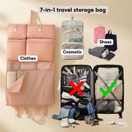 Ready Stock 7-in-1 Travel Luggage Organizer Set with Hanging Clothes Bag, Cosmetic Toiletry Bag & Sh