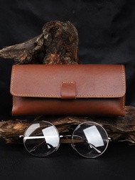 FANGUO手工製作真皮眼鏡包復古瘋馬皮眼鏡收納包頭層牛皮眼鏡袋