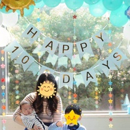 Baby Birthday Decoration Gilding Dovetail Flag happy 100 days Hundred days Pull Flag Hundred days Ba
