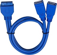Danfetsoy USB to 19Pin Cable, USB3.0 to 19Pin Y Header Splitter Cable, USB 3.0 Female to 19 Pin Fema