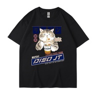 COD 20262022 Privathinker Cat Cat Eating Instant Noodle Pattern Short Sleeve Men Hip Hop T-Shirt Str