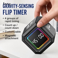 HUAYU Digital Flipping Timer, Gravity Sensing Rechargeable Pomodoro Timer Cube,  Rotation Timing 5/1