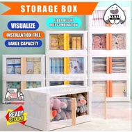 Foldable Storage Box Foldable Stackable 32L 72L Storage Cabinet Rack Storage Box Big Plastic Cabinet