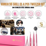 (PROMO) Eyelash Extension Tweezers 4pcs Set<Scarlet Lashes>