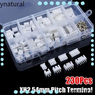 YNATURAL 230Pcs 2.54mm Pitch Terminal, XH2.54 Housing Kit Pin Connector, 2p 3p 4p 5pin Male And Fema