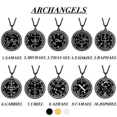 EUEAVAN Seal of Archangels Necklaces MICHAEL GABRIEL RAPHAEL AZRAEL CAMAEL Seal Talisman Necklace St