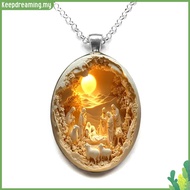 ✿ keepdreaming ✿  Jesus Nativity Pendant Necklace with Mary Joseph & Youngsters Jesus for Women