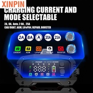 xinpin FOXSUR 25A Smart Car Battery Charger 12V/25A 24V/15A Portable Optional Charging Current Alumi
