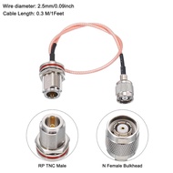 MECCANIXITY 2Pcs 1FT/30cm RG316 Coaxial Cables N Female Bulkhead to RP TNC Male Low Loss RF Coaxial 