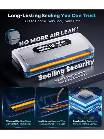 Vacuum Sealer Machine with AirLock ProSeal System, 10-in-1 Vacuum Sealer for Food, Dry & Moist Modes