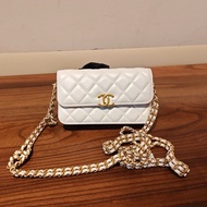 香奈兒/Chanel Woc 22K 白金菱格雙排鏈條信封迷你手機鏈條包 芯片款 尺寸:17*10