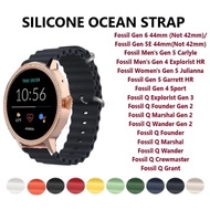 Silicone Ocean Strap Band for Fossil Gen 6 44mm Gen 5E 44mm, Men's Gen 5 Gen 4 Gen 3 Fossil Q Founde