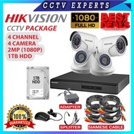 Hikvision CCTV Package 4 Channel DVR 4 Camera 2MP 1080P 2 DOME 2 BULLET ( NO HDD / 1TB / 2TB / 4TB )