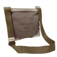 正品 PRADA 普拉達 肩背包 斜背包 緹花編織 皮革 米白 白色 日本直送