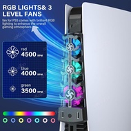 【kenouyo】RGB Light Cooling Fan for PS5 Accessories Quiet Fan Cooling System for PlayStation 5 Game Console Disc and Digital Edition