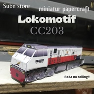 Miniatur Papercraft Lokomotif CC203 Berbahan Duplek Detailing