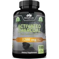 NaturaLife Labs Activated Charcoal 1200 mg per Serving – from Coconut Shells – 100 Veg Capsules –, G