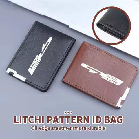 PU Litchee Pattern Card Holder Casual Men Coin Purse Small Wallet For KIA gt gtline Xline ceed Forte