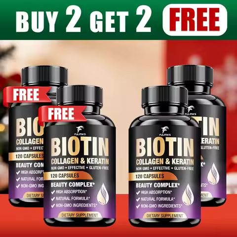Buy 2 Get 2 Free! Advanced Biotin Collagen Keratin Complex - Reduces Hair Loss, Boosts Elasticity & 