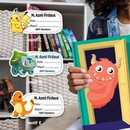 Stiker nama sampul buku Tulis Tema Pokemon Pikachu