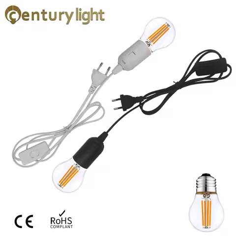 E26 E27 1.8m Lamp Base Power Cord Cable EU plug with switch G45 LED Bulb for Pendant LED Bulb Hangla