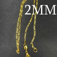Exquisite Style Necklace Copper Gold-Plated Vacuum Plating 24K Gold 2MM Three to One Unisex Couple S