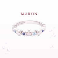 MARON✨ [ของแท้] แหวนพลอยดาว Blue Sapphire และ Blue topaz เงินแท้ แถมฟรี ผ้าเช็ดเครื่องประดับ มีใบรับ