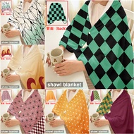 Demon Slayer Flannel Snap-button Blanket, Multi-functional Flannel Shawl, Wearable for Office Use, O
