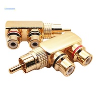 [AuspiciousS] Gold Plated AV Audio Splitter Plug RCA Adapter 1 Male To 2 Female F Connector Tool