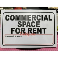 COMMERCIAL SPACE FOR RENT PVC Signage 7.8x11 inches