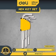 Deli Hex Key Set / Set Kunci L 9Pcs Long Ujung Rata Cr-V EDL3590