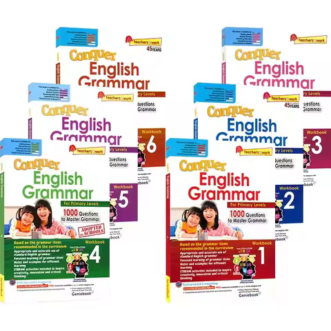 6 Pcs/Set SAP Conquer Grammar Workbook Grade 1-6 English Grammar Training Singapore Primary School E