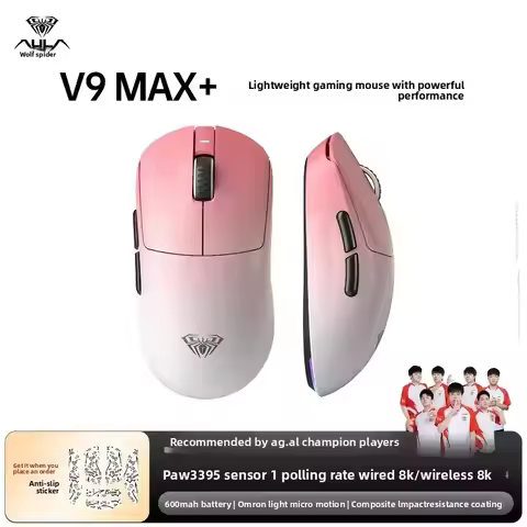 AULA V9 MAX MAX+ Wireless Gaming Mouse Tri-mode Dual 8K PAW3950 Lightweight RGB Ergonomic E-Sports M