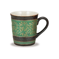 Waza no Kura Stylish Coffee Mug Kutani Ware Mug Cup Gold Arabesque Green Ceramic Premium Brand Table