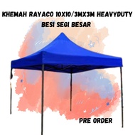 KHEMAH 10X10 FT RAYACO BESI BESAR HITAM 3030 / KHEMAH BIRU TAHAN LASAK