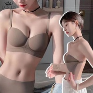 ECMLN Seamless 3 Straps Bra for Women Removable Straps Bandeau Bra Round Cup Gathering Seamless Non-wire Bra 34-38 Cup ABC