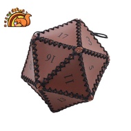 PU Leather D20 Dice Bag Polyhedral Dice Pouch Portable Drawstring Bag for , Game, DND Dice Bag, Brow