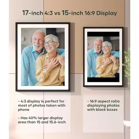 Cozyla Canvas Digital Picture Frame Large 17 Inch Free Unlimited Storage AI-Powered Send Pictures an