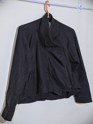 高美芬設計師黑色毛料造型短外套秋冬裝