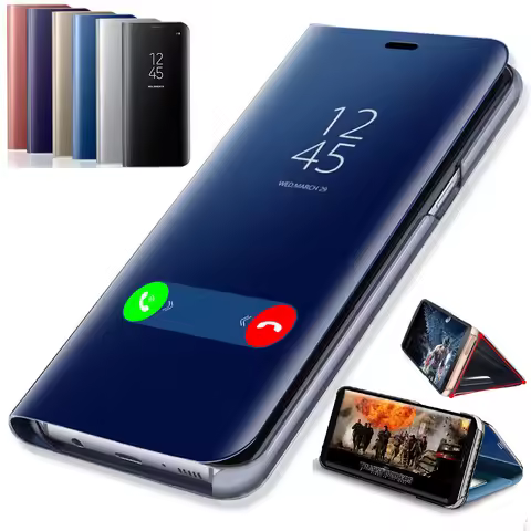 Mirror Flip Case For Samsung Galaxy A52 A53 A51 A50 A72 A32 A21s A71 A13 A33 A12 Note 20 S20 S21 FE 