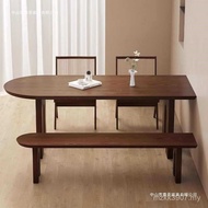 French Medieval Solid Wood Dining Table Chair Combination Household Small Apartment Semicircle Arc D