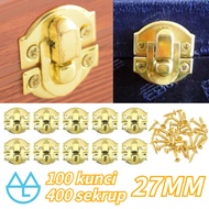 100PCS Retro Style Box Hooks 27x27mm Box Locks Wooden Box Locks Including Screws