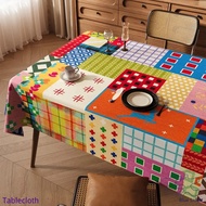 Dopamine Color Patchwork Table Cloth Ins Wind Waterproof No-wash Cover Pvc Durable Furniture Dust Ho
