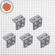 Combo of 5 tiles 1x2 with rounded edges, 4 holes, 2x2, light gray, brand new