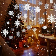 24pcs 3D Snowflake Ornaments - 3 Sizes, Frozen Christmas & Baby Shower Decorations, White & Silvery