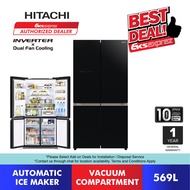 Hitachi French Inverter Fridge (569L) R-WB640VM0 GBK with Automatic Ice Maker - Bottom Freezer 4 Door Refrigerator / Peti Sejuk 4 Pintu