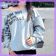 StyleSphereE Phụ nữ cổ điển đường phố Áo hiphop Y2K thư in nghiêng cổ Áo trùm đầu