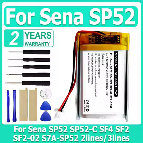 3.7V 1280mAh Battery For Sena SP52 SP52-C SF4 SF2 SF2-02 S7A-SP52 Motorcycle Bluetooth Headset Helme