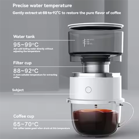AD-Portable Hand-Pressed Coffee Maker With Stainless Steel Filter Automatic Drip For Travel, Camping