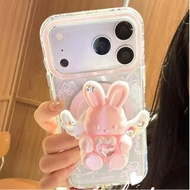 Cute Transparent Pink Rabbit Magnetic Shock-resistant Suitable for iPhone 17 16 15 14 Pro Max i15 i1